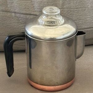 Vintage RevereWare Copper Bottom Coffee Pot Percolator Double Ring 2272609